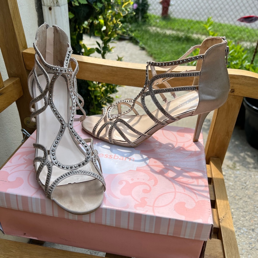 Dress Barn strappy, cage stilettos.